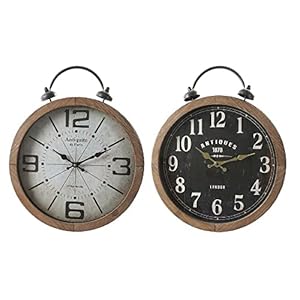 Wanduhr aus Glas Schwarz Papier Weiß Eisen Holz MDF (40 x 6 x 49 cm) (2 Stück) (Referenz: S3026656)