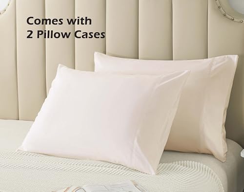 WhatsBedding Standard Size Pillowcases Set of 2, 20x26 Cotton Pillow Case with Envelope Closure, Soft & Breathable Pillow Covers for Bed, Beige