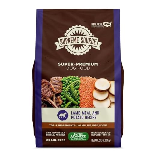 Supreme Source Grain Free Dry Dog Lamb Meal & Potato - Food High Protein Natural Pet Food for Dogs Balanced Nutrition Digestive Support Soft Bites Alternative Adult Dry Kibble (5-lbs)