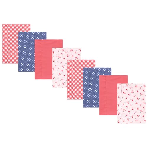 Image of Hudson Baby Cotton Poly Flannel Burp Cloths Multipack, Cherry Sweet 8-Pack, One Size