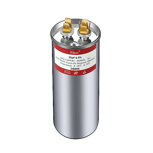 AMPTATA AC Capacitor, 20uf CBB65 Capacitor for AC/HVAC/Air Conditioner/Pool Pump/Condenser Fan Run Motor Start, 20MFD CBB65 370VAC 440VAC 450VAC 50/60Hz Carrier