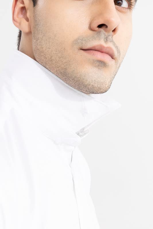 Image of SNITCH Cotton Blend Men's Slim Fit Linen Shirt (White, S)
