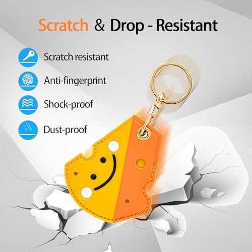 Image of Leather Keychain Case Holder Compatible with Apple AirTag, GPS Airtag Keychain Finder Tracker with Key Ring, Anti-Scratch Protective Air Tag Cover | Leather