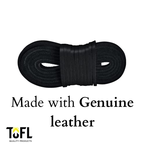 Tofl Leather Boot Laces|1/8 Inch Thick 72 Inches Long|2 Leather Strips [1 Pair]|Black Cordones De Botas De Cuero #TOP4