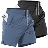 Lempue 2 Pack Mens Athletic Workout Shorts 7 Inch Quick Dry Gym Shorts with Pockets, Sports Tennis Running...
