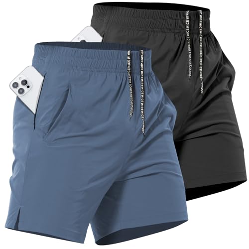 2 Pack Men's Athletic Workout Shorts 7 Inch