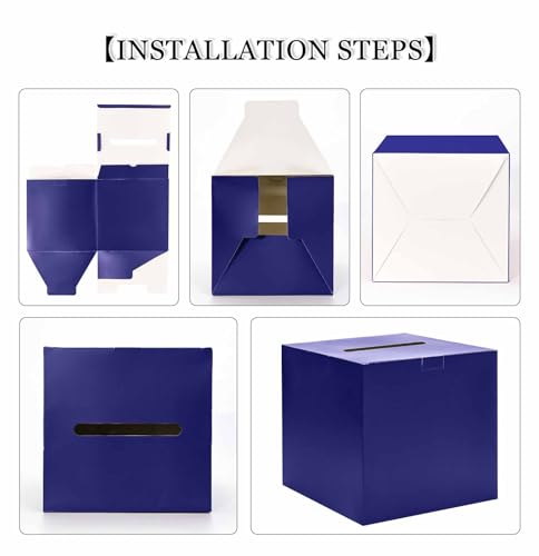Image of SietDESEO Blue Card Box for Party 9.8 inch x 9.8 inch Large Gift Card Box Holder for Wedding Reception Baby Shower Birthday Graduation Card Box
