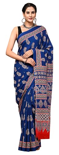Vestido indio sari para mujer en algodón puro con blusa sin coser