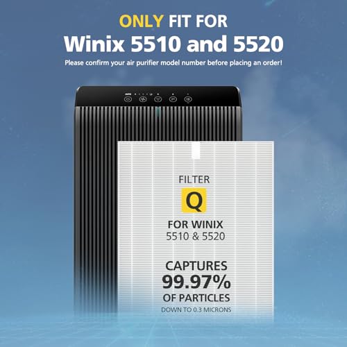 Image of 2 Pack 5510 5520 5530 H13 True HEPA Filter Q ONLY Compatible with Winix 5510 5520 5530 Air Purifier Replacement Filter 1712-0123-00 For Home Large Room Up to 1882 Ft /Hr