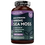 Nutravita 5000mg Sea Moss Tablets - 400 Irish Sea Moss Vegan Supplements for 6.5 Months of Supply, Contributes to Normal Energy-Yielding Metabolism, Skin & Cognitive Function (EFSA) Made in the UK