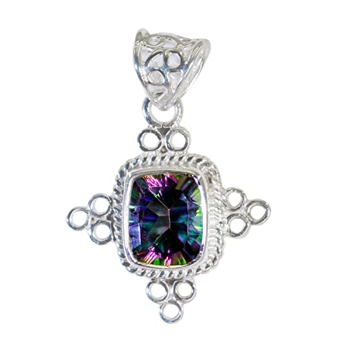 Pendentif en argent 925 quartz mystique octogone, cadeau idéal fille