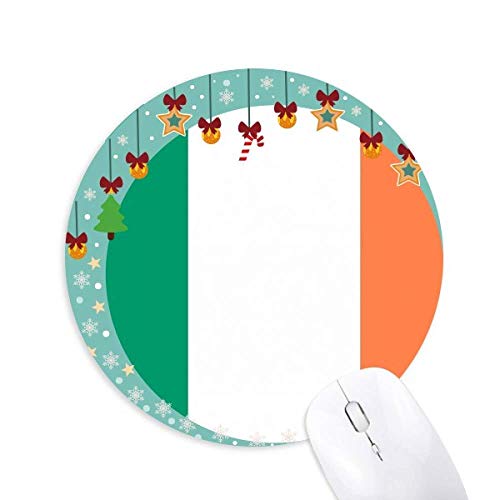Alfombrilla redonda de goma con diseño de la bandera de Irlanda para ratón