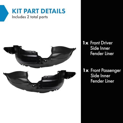 Image of TRQ Front Inner Fender Liner Set Compatible with 2007-2008 Hyundai Entourage 2006-2014 Kia Sedona KI1250115 KI1251115