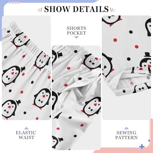 ZZXXB Gentle Penguin and Polka Dot Boys Long Pants Soft Trousers Elastic Waist Kids Lounge Bottoms with Pockets S-XL4