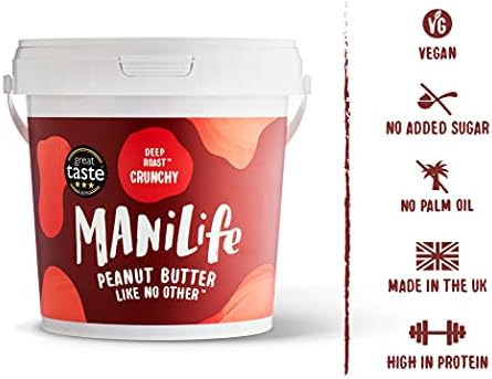 Manilife Peanut Butter Deep Roast Crunchy  All Natural, No Palm Oil, No Added Sugar, Vegan, Single Origin 1kg (Pack of 1)