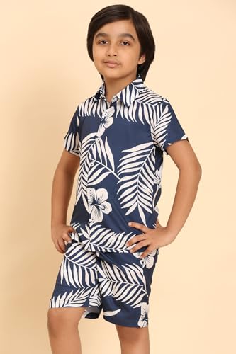 Image of Boys Printed Casual Shirt Short Sleeve Button Down Beach Shirt for Kids