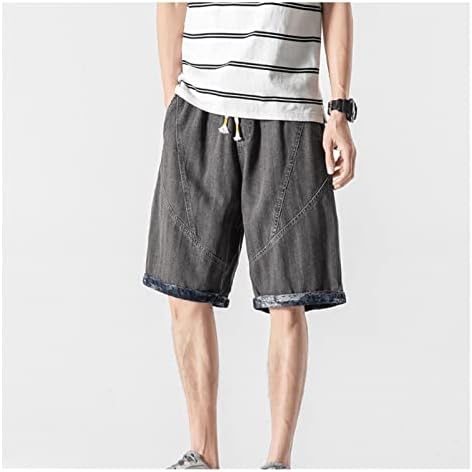 KJHD Plus Size Men’s Summer Stitching Denim Shorts Men’s Loose Plus Size Five-point Pants Shorts (Color : A, Size : Mcode)