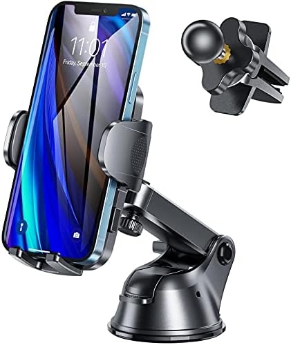Automobile Telephone Holder Mount -3in1 Telephone Mount for Automobile with Lengthy arm/Industrial-Energy Suction Cup for Dashboard/Windshield/air Vent, Adjustable Cell Telephone Holder for Automobile, Suitable with Smartphones&GPS