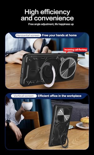 WRTBS for Honor X9C 5G Case Cover Built Slide Camera Protection Cover,Military Heavy Duty Protective Phone Case - Black