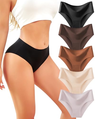 ALL OF SHE 5er Pack High Waisted Slips Damen Seamless Unterhosen Hohe Taille Nahtlose Unterwäsche Frauen Soft Panties Multipack XS-XL