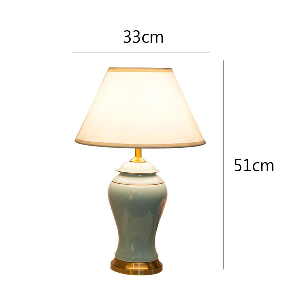 Lampade da tavolo Lampada da tavolo in ceramica con decorazione ciano Lampada da comodino camera da letto moderna e semplice Lampada da tavolo cinese per lampada da tavolo comodino da scrivania