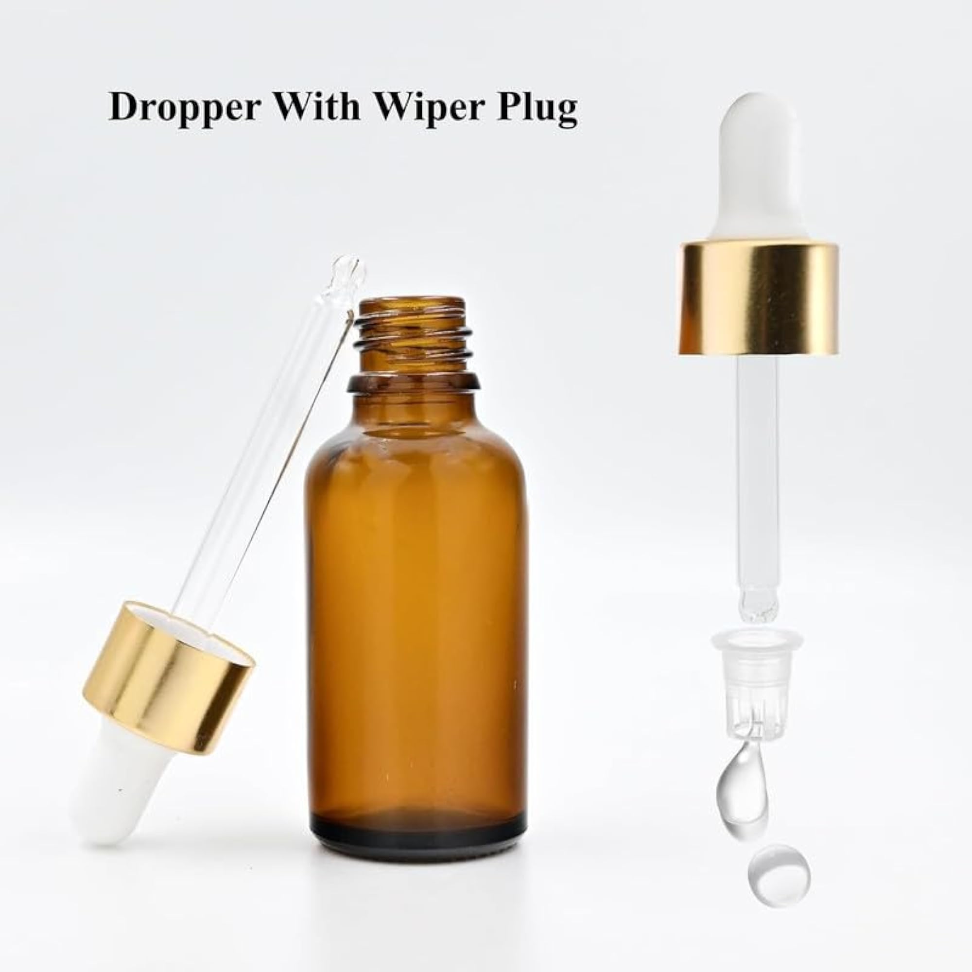 10ML Amber Glass Dropper Bottle With Gold Ring