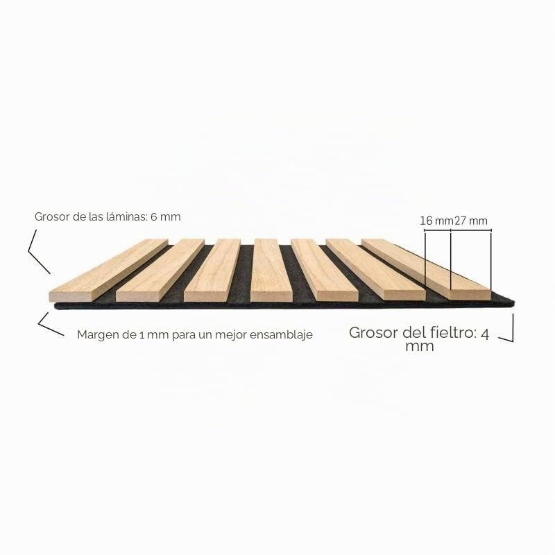 DECOON – Lote de 5 paneles de pared listones de madera, 120 x 30 cm, roble claro real sobre fieltro negro, revestimiento decorativo interior para cabecera, base o pared de diseño, 0,72 m²