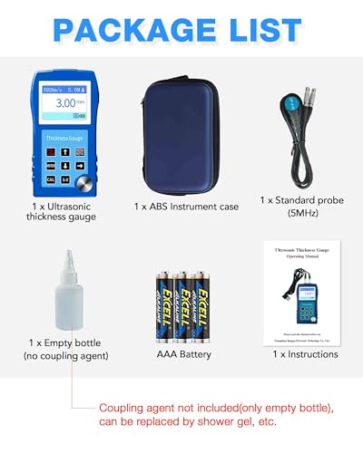 Ultraschall-Dickenmessgerät DR83S 0,9–300 mm, 2.3\ Farbdisplay, Genauigkeit 0,1 mm, Thickness Gauge Meter für Metall/Kunststoff/Stahl/Glas, Datenspeicher für 2000 Gruppen, Kein Haftvermittler