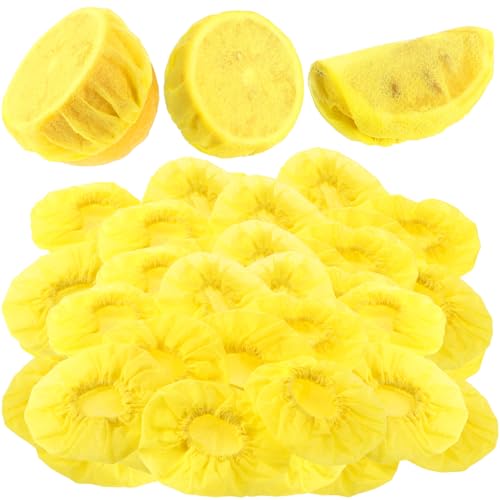 Gulfmew 100 Pack Lemon Wedge Stretch Wraps Covers Lemon Nets Bag Covers for Squeezing for Seed Free Squeezing of Halves or Wedge, Yellow