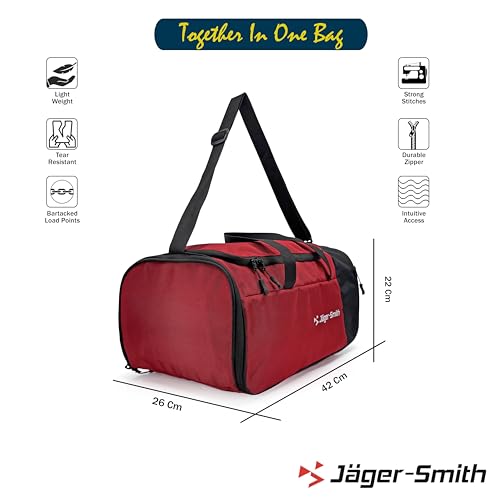 Image of Jager-Smith JSGB601(Black,Red) Unisex Gym Bag with Shoe Compartment