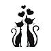 Fablcrew Stickers Muraux Noir Mignon Couple Modèle de Chat Autocollant Mural Accueil Salon Décoration de Chambre