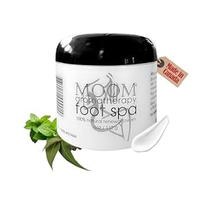 MOOM Foot Spa Cream & Lotion, 100% Natural Foot Cream for Dry, Cracked Heels, Feet, Knees, Elbows, Hands Aromatherapy Moisturizer with Peppermint & Eucalyptus, Foot & Hand Lotion for Soft Smooth Skin Made in Canada, 4 oz