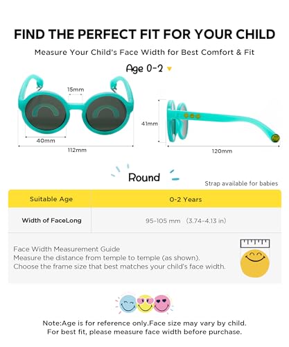 Image of SMILEYWORLD Baby Sunglasses with Strap UV400 Protection Sunglasses for Toddler, Flexible Unbreakable Silicone Frame