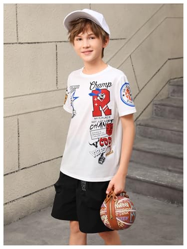 SOLY HUX Boy's Summer Tops Letter Graphic Short Sleeve Shirts Crew Neck Loose Tee Shirt3
