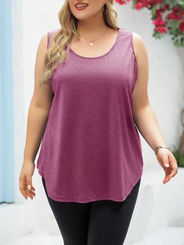 Image of Plus Size Tank Tops for Women Summer Sleeveless Tops Loose Fit Tunic Tanks