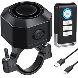 Fahrrad Alarmanlage mit Fernbedienung Drahtlose – USB-C Wasserdicht Scooter Motorrad Tracker Diebstahlschutz Anti-Diebstahl-Vibration, 110 dB Fahrradalarmanlagen