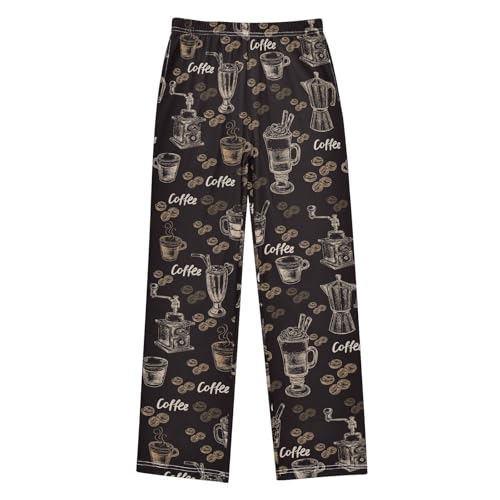 ZZXXB Coffee Beans Boys Long Pants Soft Trousers Elastic Waist Kids Lounge Bottoms with Pockets S-XL