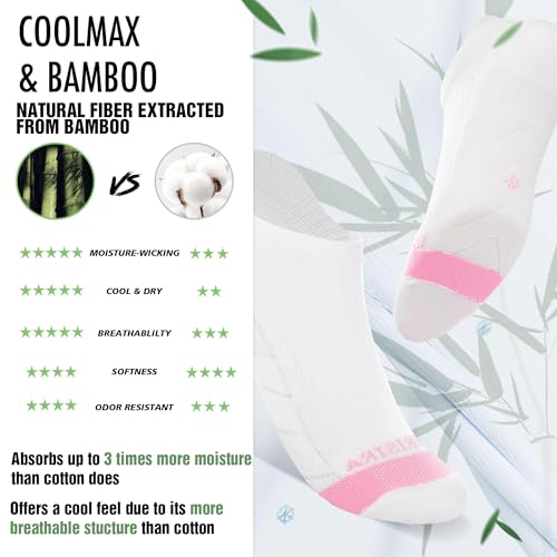 BRISIRA Coolmax Bamboo Viscose Women Compression Running Ankle Socks No Show Athletic Wicking Thick Cushioned Arch Support2