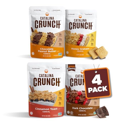 Catalina Crunch Protein Cereal Variety Pack (4 Flavors) | Low Carb, Zero Sugar, Gluten Free, Fiber | Vegan Snacks/Food | Keto Friendly Variety Pack (Pack of 4)