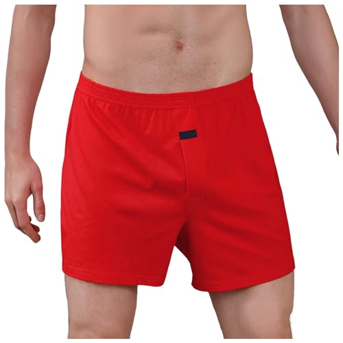 Caxndycing Calzoncillos tipo bóxer para hombre, pantalones cortos de baño para hombre, Hawaii, de secado rápido, pantalones cortos de playa, monocolor, cintura elástica, bermudas con bolsillos, rojo,