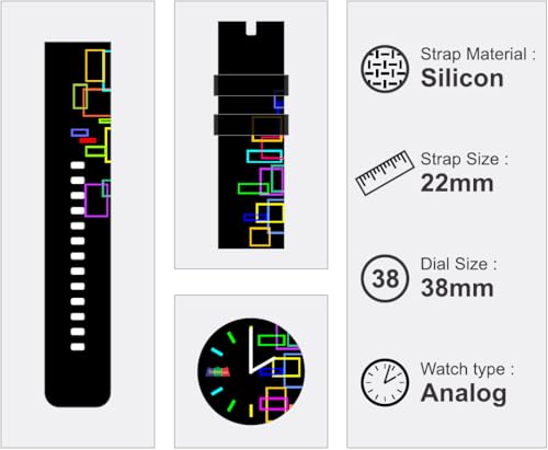 Image of Multicolor Designer Geomatric Theme Silicone Strap and Dial Wrist Watch - Geo-107