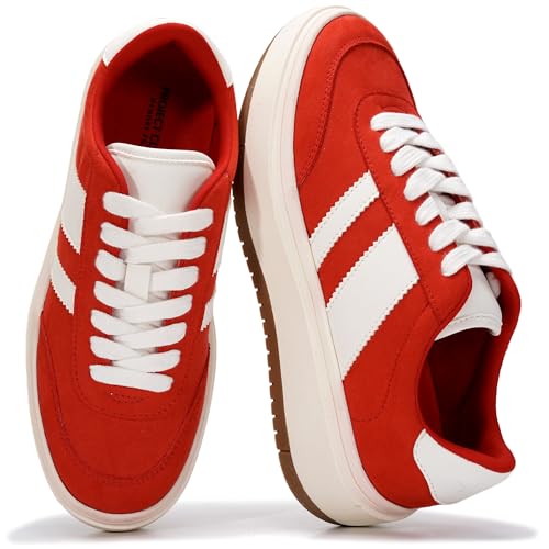 Project Cloud Platform Sneakers for Women - Lightweight Memory Foam Insole Womens Sneakers - Non-Slip Fashion Sneakers for Women Footwear - Women's Fashion Platform Shoes (Nita, Red, 6)