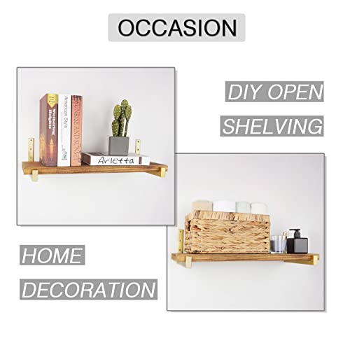 Ovov 6 Pack Metal Shelf Brackets Industrial Floating Shelf Bracket Wall Mounted Decorative（Gold 12"） #TOP3