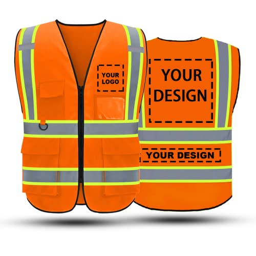 Custom-LOGO-Design-Safety-Vest-Class-2-High-Visibility-Reflective-Strips-with-Pockets-and-Zipper-For-Men-and-Women Custom LOGO Design Safety Vest Class 2 High Visibility Reflective Strips with Pockets and Zipper For Men and Women - Image 1