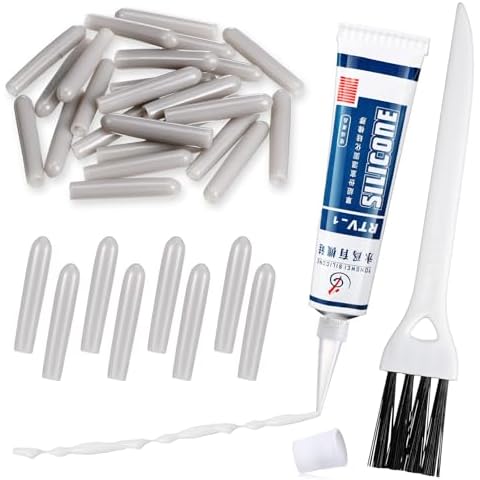 Baderke 1 Bottle 1.7 oz Dishwasher Rack Coating/glue with 25 Gray Caps and 1 Brush Dishwasher Rack Repair Coating Dishwasher Rack Repair Kit Cover