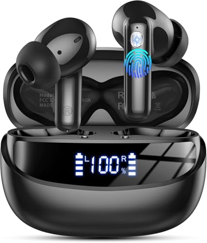 Bluetooth Kopfhörer, 2026 Kopfhörer Kabellos Bluetooth 5.4, 50 Std Spielzeit In Ear Kopfhörer HiFi Stereo mit 4 ENC Noise Cancelling Mics, IP7 Wasserdicht Kabellose Kopfhörer, Ohrhörer mit LED-Anzeige