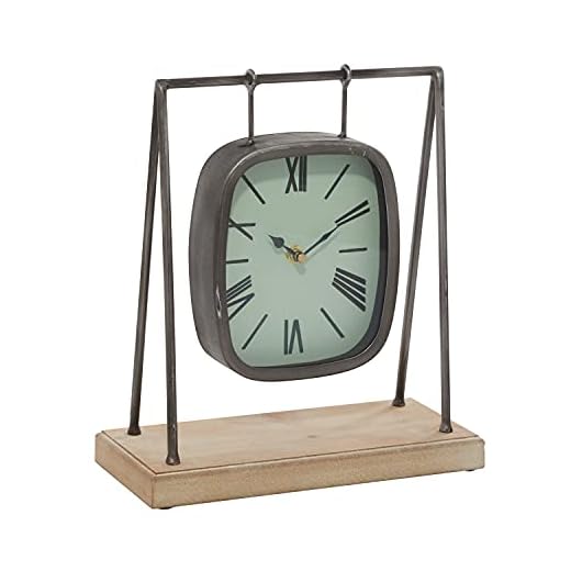 Deco 79 Wood Pendulum Clock with Wood Base, 10" x 5" x 12", Gray