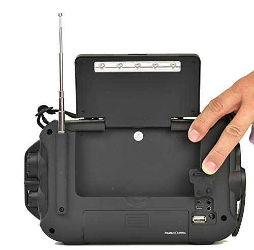 KAITO KA600L Radio de Alerta meteorológica de Emergencia de 5 vías Am/FM/SW NOAA con Solar, cigüeñal de Dinamo, Linterna y lámpara de Lectura, Radio Digital con batería más Grande y Panel Solar
