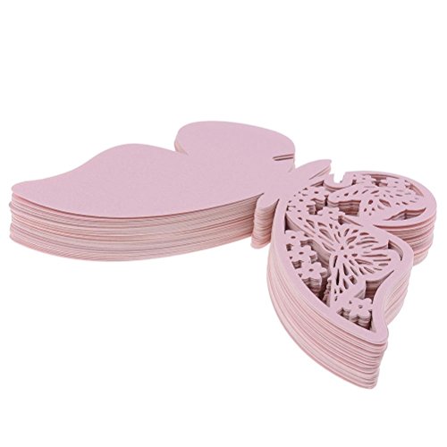 Eshylala 100 Pcs Butterfly Wine Glass Cards Laser Cut Name Place Cards Wine Cup Decoration Postcards Wedding Centerpieces Table Decoration (Pink&Purple) #TOP2