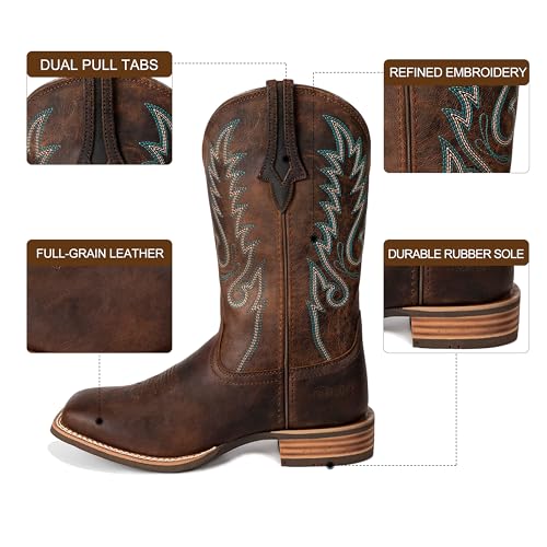 Women Western Boots Hand Painted, Square Toe, Full Grain Cowhide, 4-Layer Composite Sole(PLT203603)4